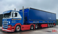 87544 Масштабная модель Тентованный прицеп Steve Swain Scania Next Gen R660 в масштабе 1 50