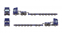 01-4122 Масштабная модель Низкорамный трал SCANIA R HIGHLINE CR20H 6X4 в масштабе 1 50 
