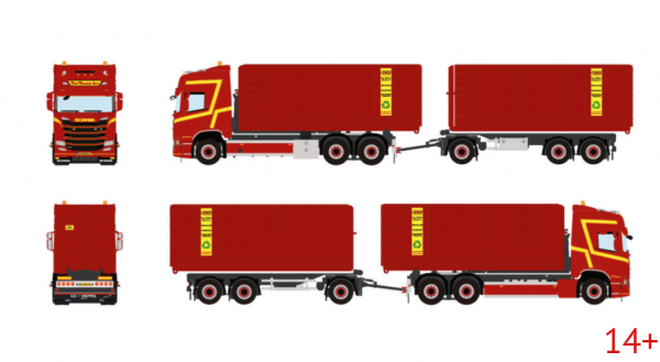 01-5492 Масштабная модель Самосвальный прицеп SCANIA R HIGHLINE CR20H 6X2 в масштабе 1 50