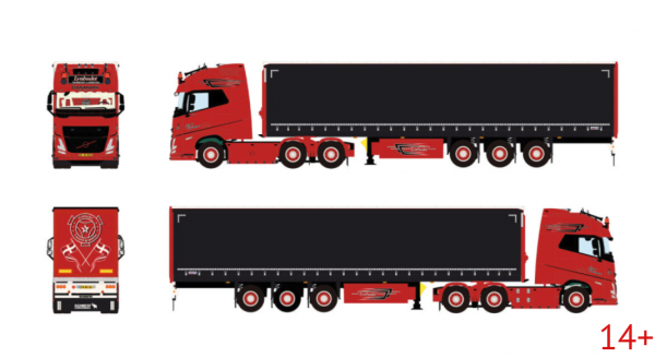 01-5432 Масштабная модель Тентованный прицеп VOLVO FH AERO GLOBETROTTER XXL 6X2 в масштабе 1 50