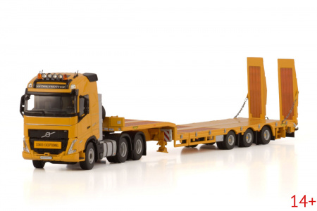 04-2207 Масштабная модель  PREMIUM LINE; VOLVO FH5 GLOBETROTTER 6X2 TAG AXLE Низкорамный трал С РАМПАМИ - 3 ОСИ в масштабе 1 50