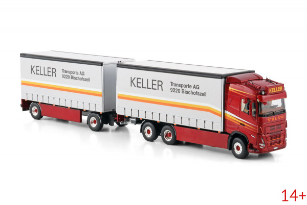 02-3582 Масштабная модель Тентованный прицеп VOLVO FH5 GLOBETROTTER 6X2  в масштабе 1 50