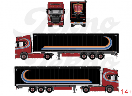 89222 Масштабная модель Тентованный прицеп Patrick van der Mark Scania NGR в масштабе 1 50