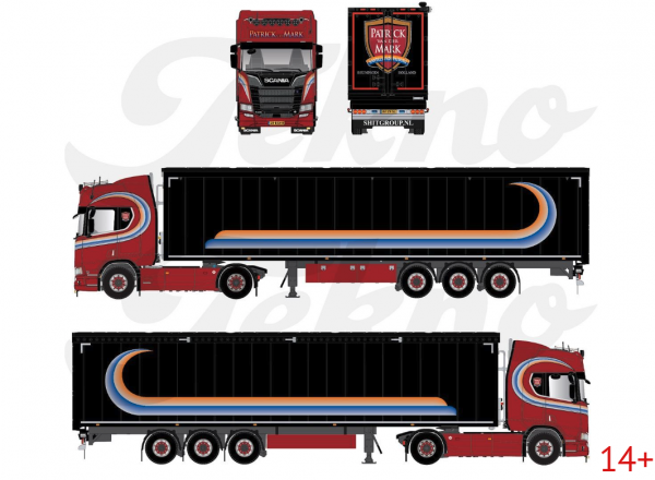 89222 Масштабная модель Тентованный прицеп Patrick van der Mark Scania NGR в масштабе 1 50