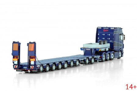01-4145 Масштабная модель Низкорамный трал SCANIA S HIGHLINE CS20H ​​8X4 NOOTEBOOM MANOOVR С 2-ОСНОЙ ТЕЛЕЖКОЙ - 7-ОСНОЙ С ПАНДУСАМИ в масштабе 1:50