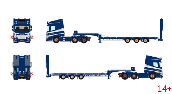 01-5467 Масштабная модель Низкорамный трал DAF XD SH WITH SKY LIGHTS 6X2 в масштабе 1 50