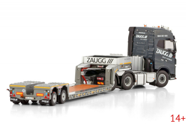 02-3357 Масштабная модель Низкорамный трал VOLVO FH4 GLOBETROTTER 6X4 в масштабе 1 50