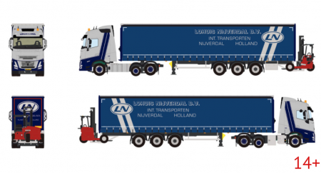 01-5376 Масштабная модель Тентованный прицеп VOLVO FH AERO GLOBETROTTER 6X2 в масштабе 1 50