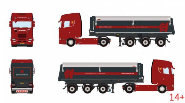 01-5553 Масштабная модель Самосвальный прицеп SCANIA S HIGHLINE CS20H 4X2 в масштабе 1 50
