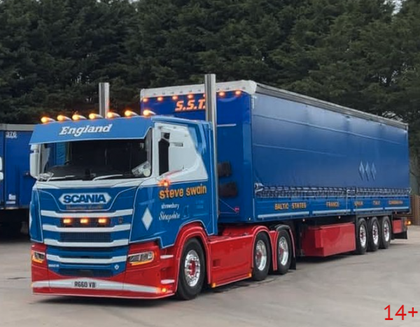 87544 Масштабная модель Тентованный прицеп Steve Swain Scania Next Gen R660 в масштабе 1 50
