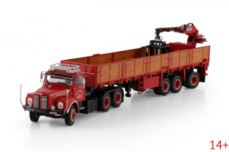 01-4676 Масштабная модель Самосвальный прицеп с краном манипулятором SCANIA L110 DAY CAB TORPEDO 6X2 в масштабе1 50