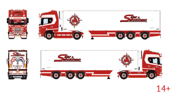 01-5470 Масштабная модель Рефрижераторный прицеп SCANIA R HIGHLINE CR20H 4X2 в масштабе 1 50