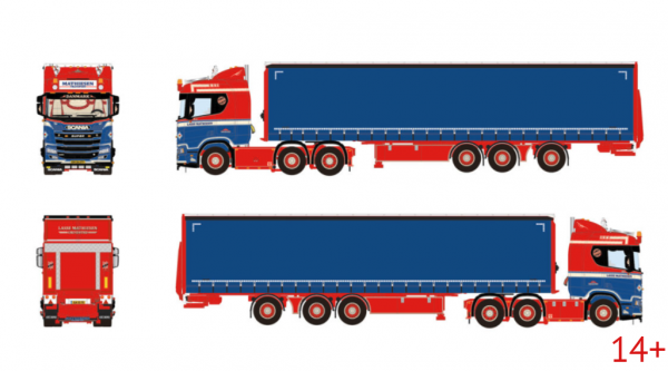 01-5612 Масштабная модель Тентованный прицеп SCANIA R NORMAL CR20N 6X2 в масштабе 1 50