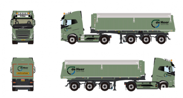 01-5370 Масштабная модель Самосвальный прицеп VOLVO FH5 GLOBETROTTER ELECTRIC 4X2 в масштабе 1 50