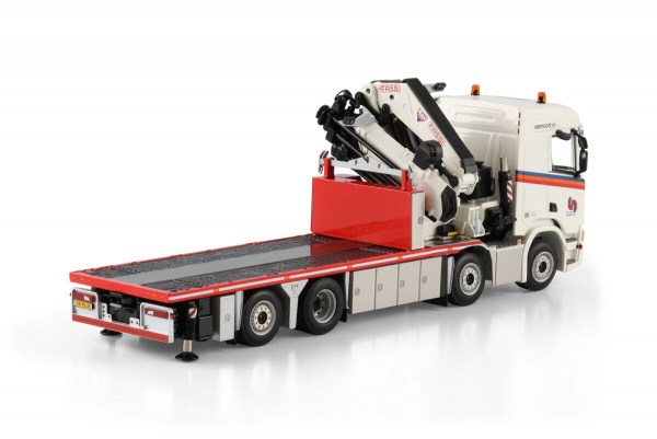01-5197 Масштабная модель Манипулятор SCANIA R NORMAL CR20N RIGED FLATBED TRUCK 8X2 в масштабе 1 50