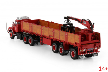 01-4676 Масштабная модель Самосвальный прицеп с краном манипулятором SCANIA L110 DAY CAB TORPEDO 6X2 в масштабе1 50