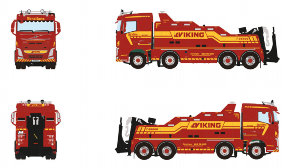 01-5259 Масштабная модель Аэродромный тягач VOLVO FH4 SLEEPER CAB FALKOM 8X4 в масштабе 1 50 