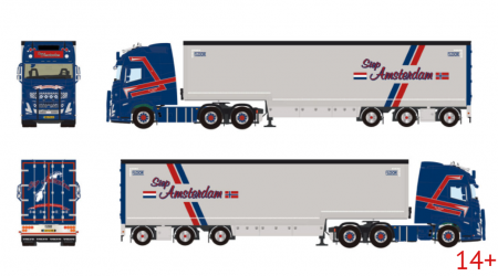 01-5186 Масштабная модель Тентованный прицеп VOLVO FH AERO GLOBETROTTER XXL 6X2 в масштабе 1 50