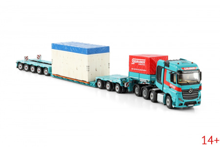 01-4657 Масштабная модель MERCEDES-BENZ ACTROS MP5 SLT BIG SPACE 8X4 НИЗКИЙ ПОЛУПРИЦЕП С ТЕЛЕЖКОЙ 3 ОСИ - 5 ОСИ в масштабе 1 50