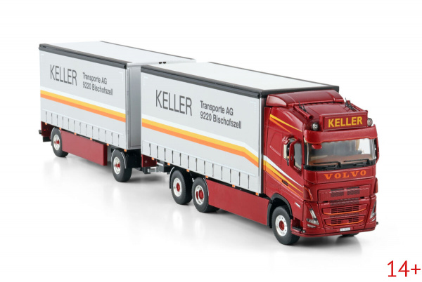 02-3582 Масштабная модель Тентованный прицеп VOLVO FH5 GLOBETROTTER 6X2  в масштабе 1 50