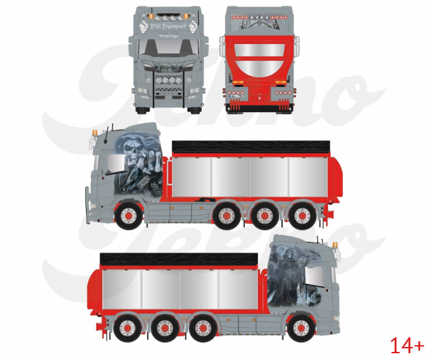 88837 Масштабная модель Самосвальный прицеп Thiz Scania Next Gen R-Highline Hooklift в масштабе 1 50