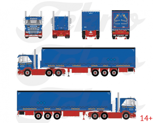 87544 Масштабная модель Тентованный прицеп Steve Swain Scania Next Gen R660 в масштабе 1 50